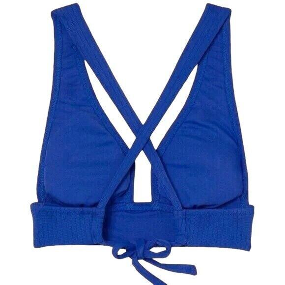 NEW Shade and Shore Bikini Top M 34C 34D 36B 36C 38B Blue Ribbed Padded Triangle - Picture 4 of 9